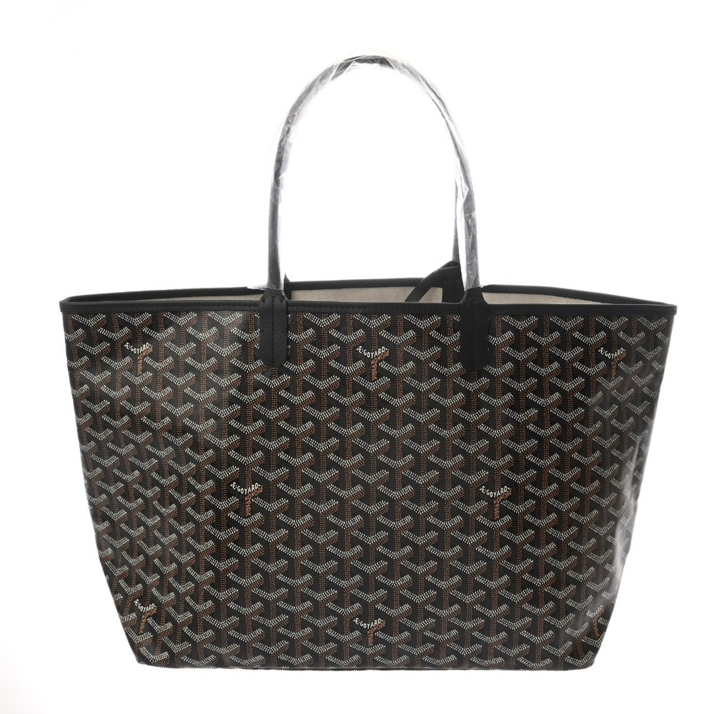 GOYARD Saint Louis Herringbone Black Leather Tote Bag